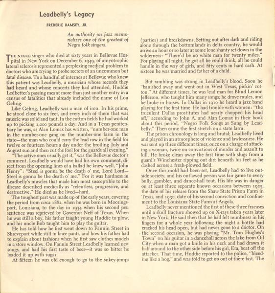 Leadbelly - Leadbelly's Legacy Volume 3: Early Recordings - 10 Inch