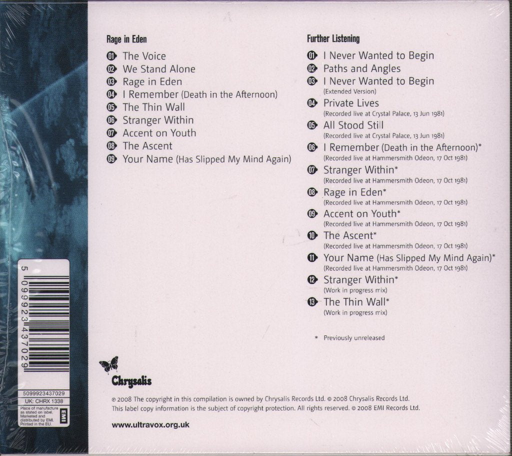 Ultravox - Rage In Eden - Cd