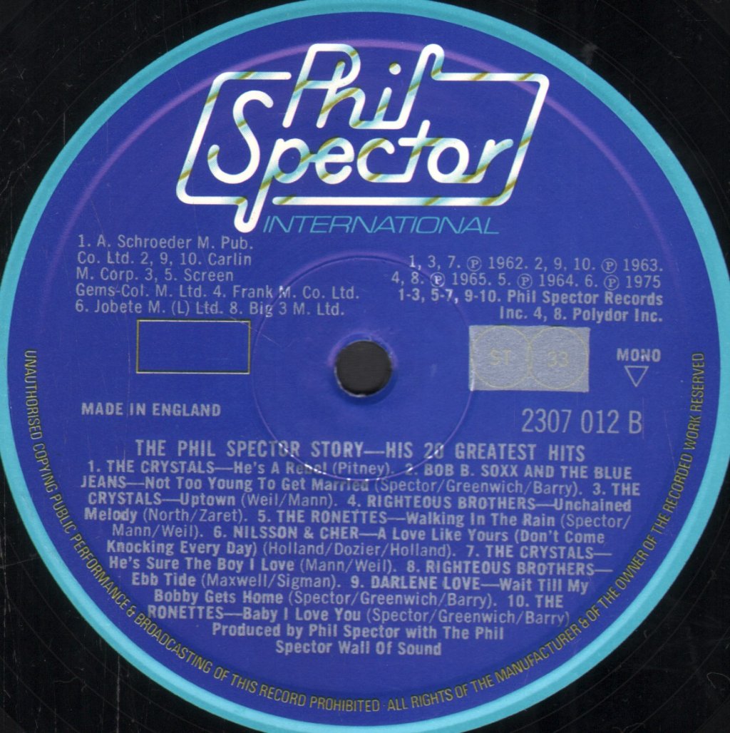 Various Artists - Phil Spector's 20 Greatest Hits - Lp