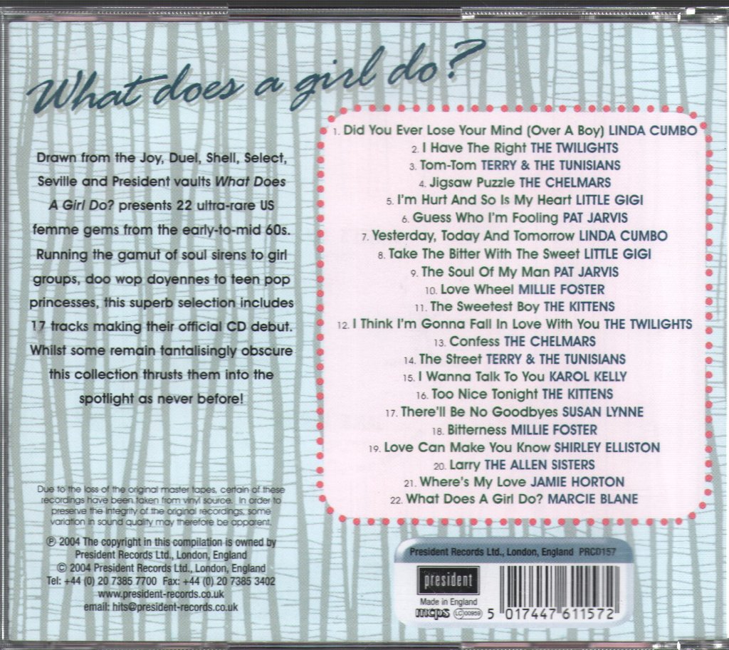 Various Artists - What Does A Girl Do? (Femme Pop From The President Vaults) - Cd