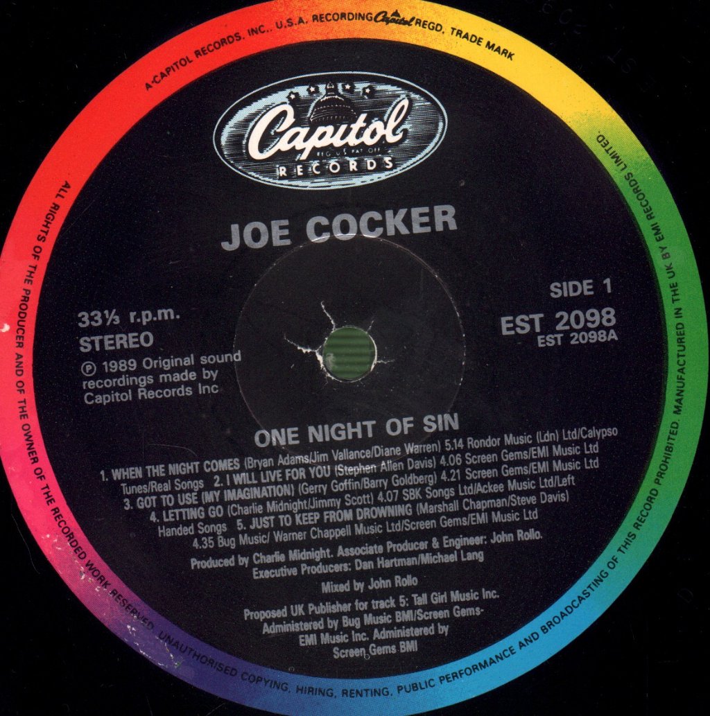 Joe Cocker - One Night Of Sin - Lp