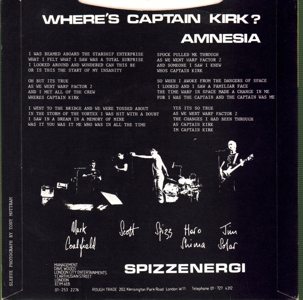 Spizzenergi - Where's Captain Kirk - 7 Inch