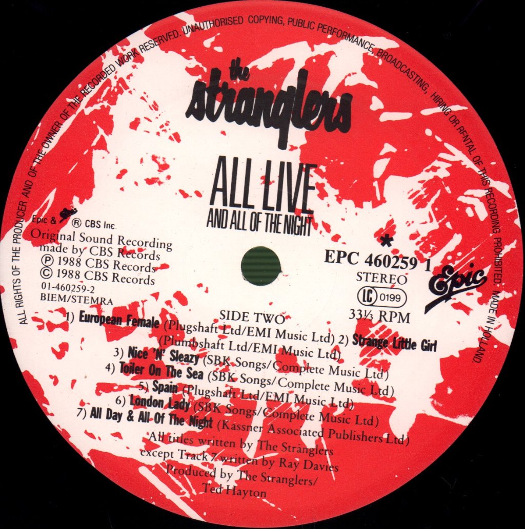 Stranglers - All Live And All Of The Night - Lp