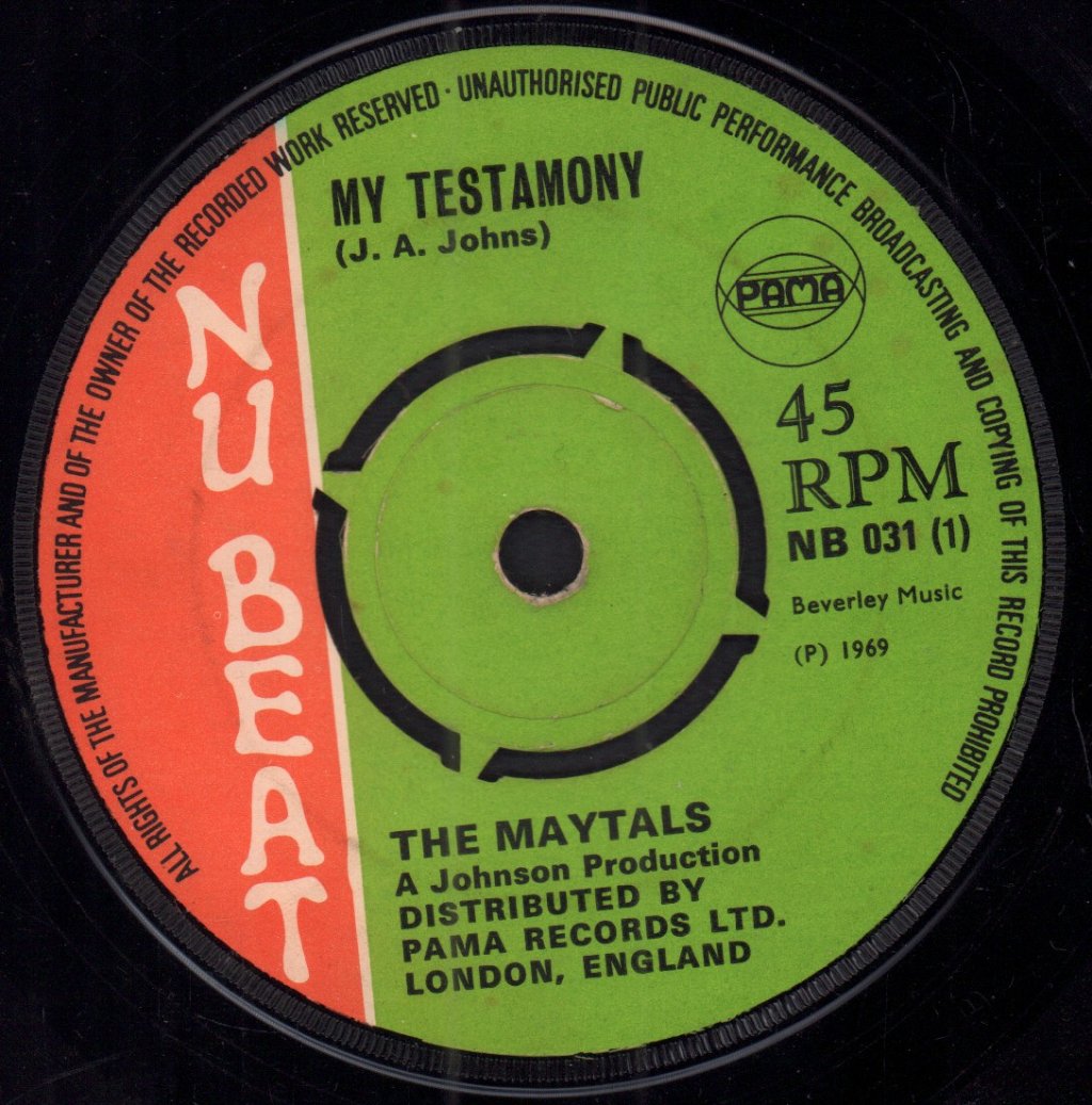 Ethiopians / Johnson Boys - My Testamony / One Dollar Of Soul - 7 Inch