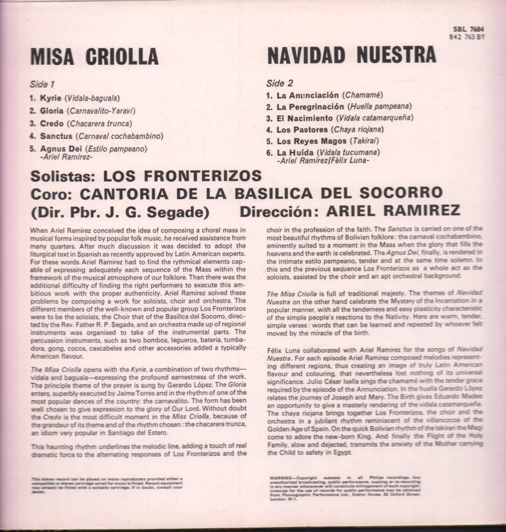 Ariel Ramirez - Misa Criolla From The Argentine A Folkloristic Expression Of Religious Emotions - Lp
