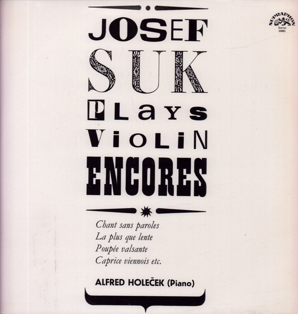 Josef Suk - Plays Violin Encores - Lp