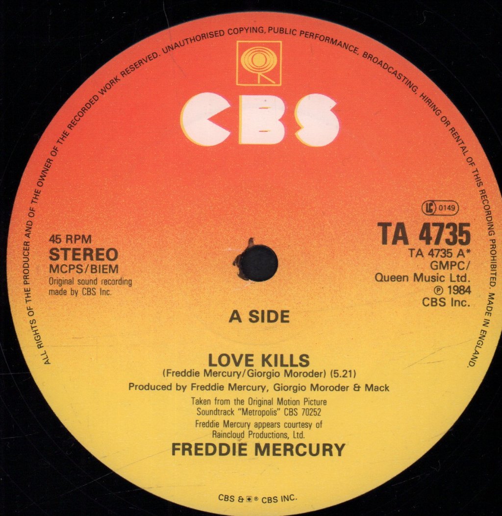 Freddie Mercury - Love Kills - 12 Inch