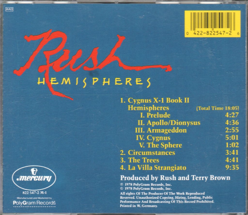 Rush - Hemispheres - Cd
