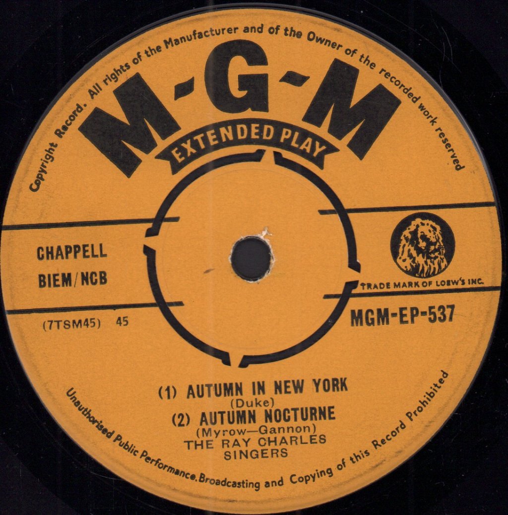 Ray Charles Singers - Autumn Memories - 7 Inch