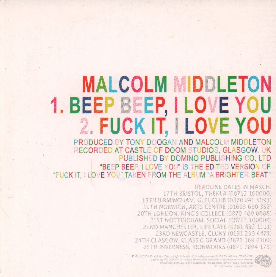 Malcolm Middleton - Beep Beep I Love You - Cd
