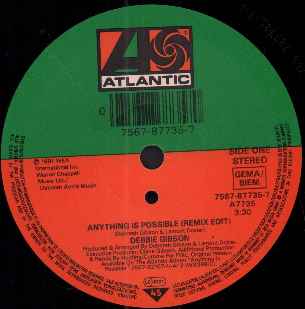 Debbie Gibson - Anything Is Possible - 7 Inch
