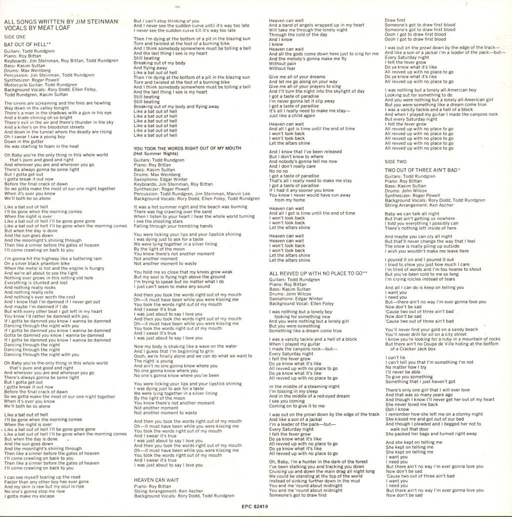 Meat Loaf - Bat Out Of Hell - Lp