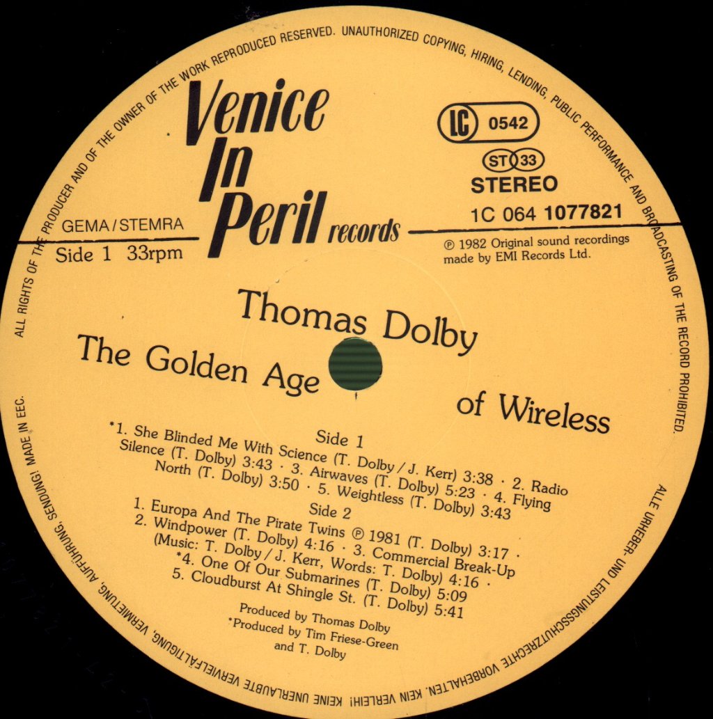 Thomas Dolby - Golden Age Of Wireless - Lp
