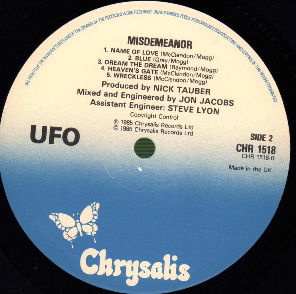 UFO - Misdemeanor - Lp