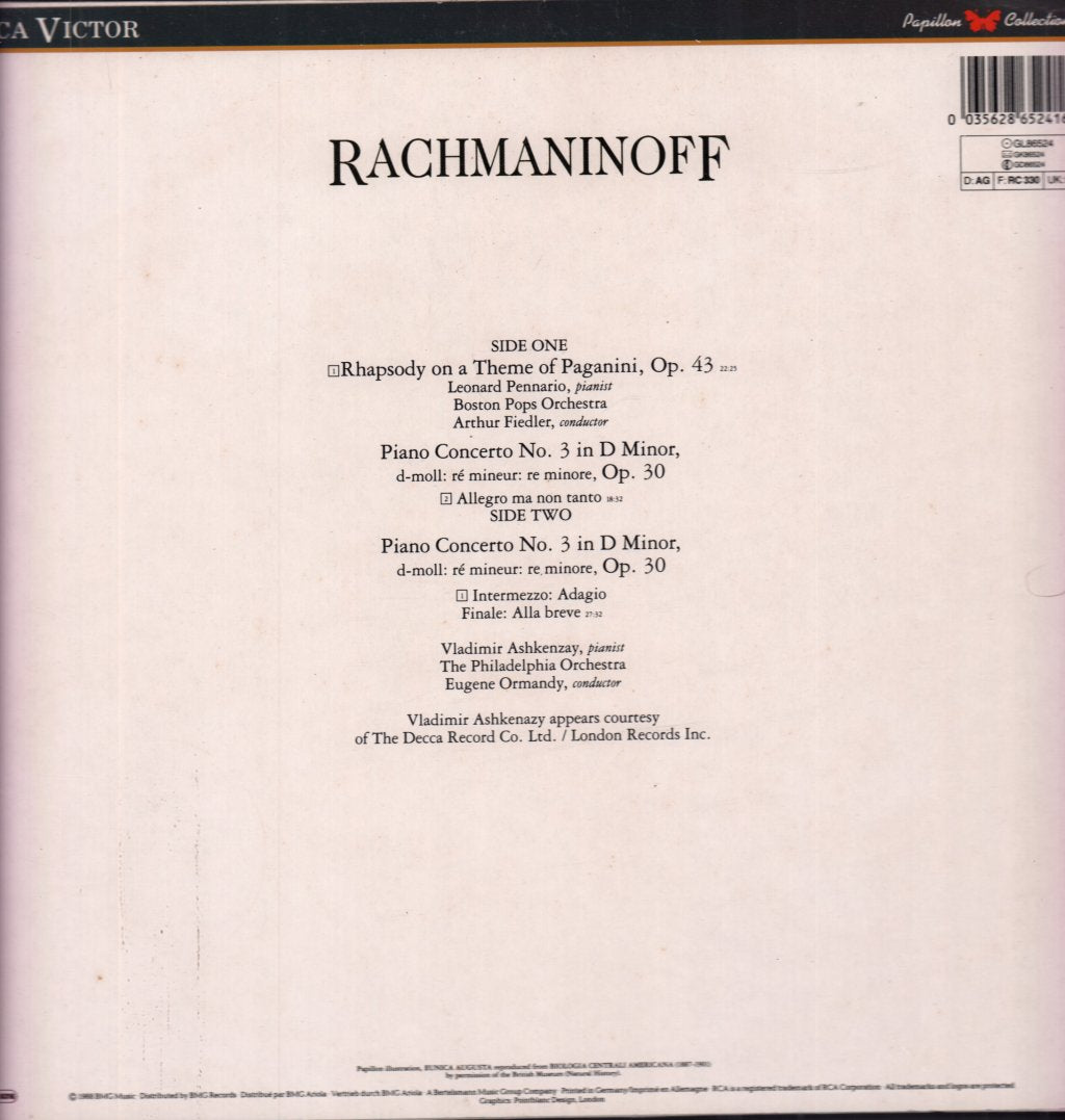 Vladimir Ashkenazy / Philharmonia Orchestra - rachmaninoff Concerto No. 3 - Lp