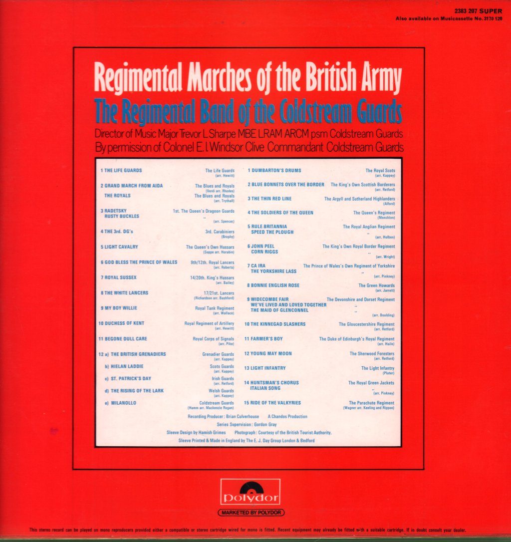 Regimental Band Of The Coldstream Guards - Regimental Marches Of The British Army - Lp
