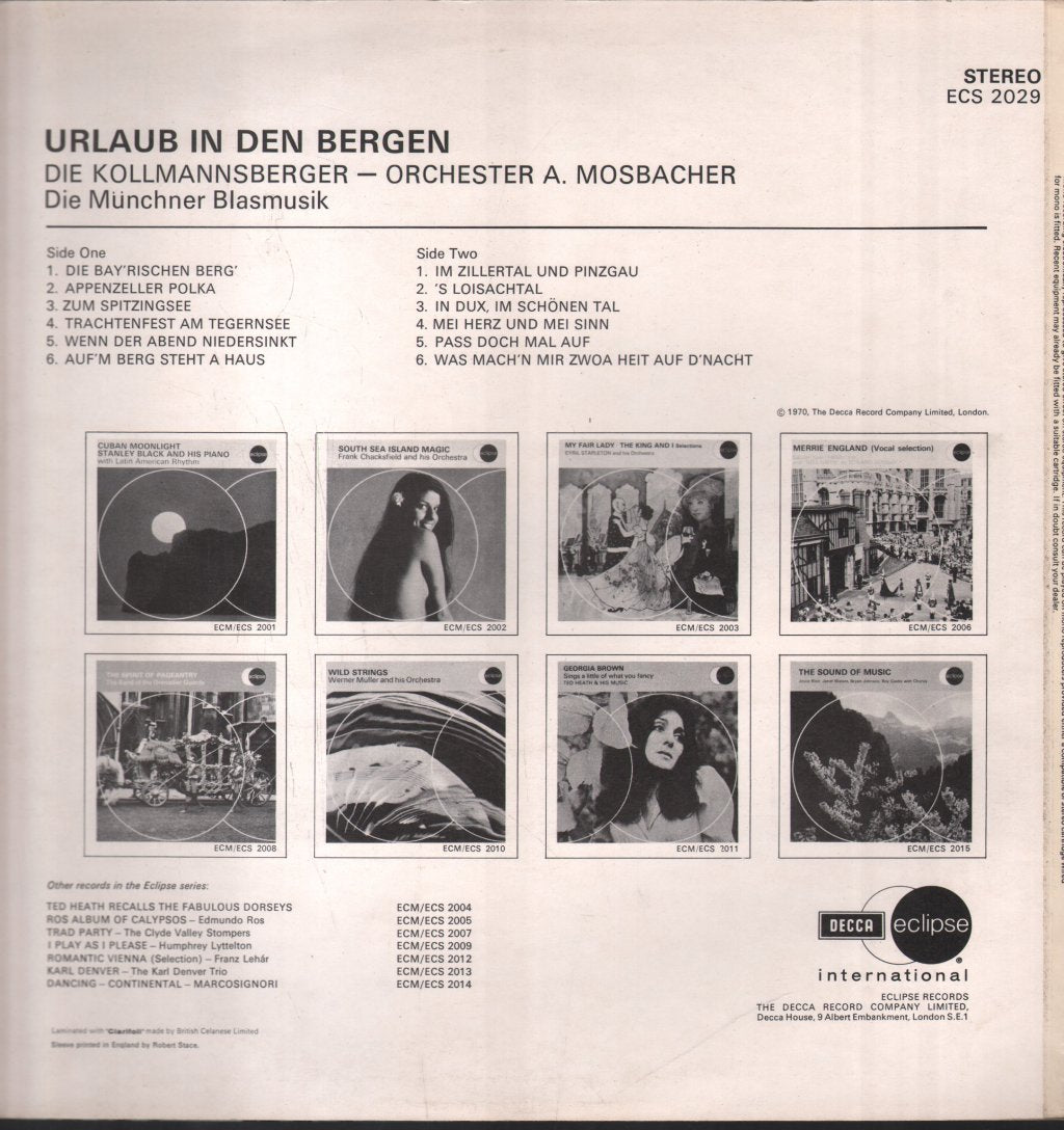 Die Kollmannsberger / Orchester A. Mosbacher - Urlaub In Den Bergen - Lp