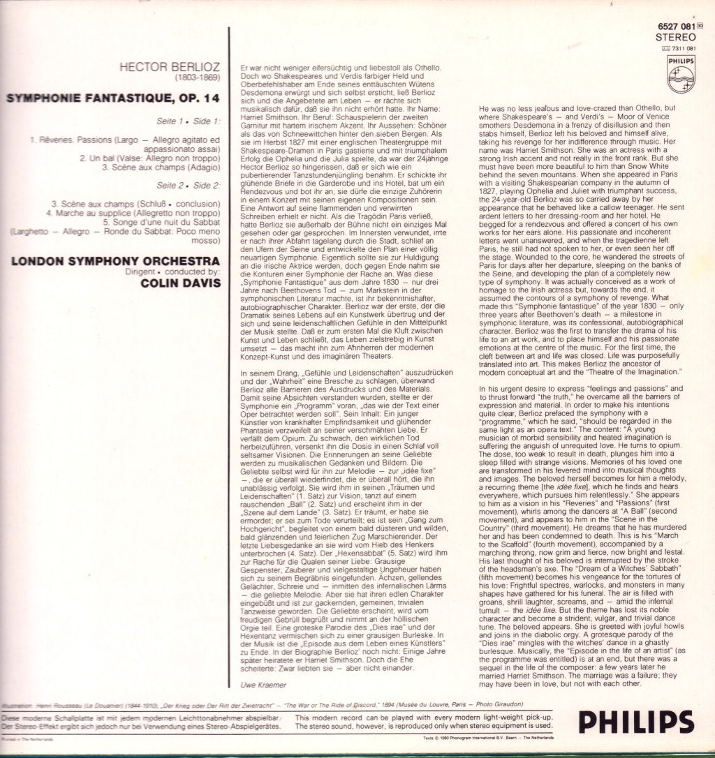Hector Berlioz - Symphonie Fantastique - Lp