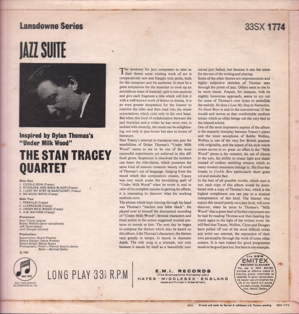 Stan Tracey Quartet - Jazz Suite (Inspired By Dylan Thomas's Under Milk Wood) - Lp