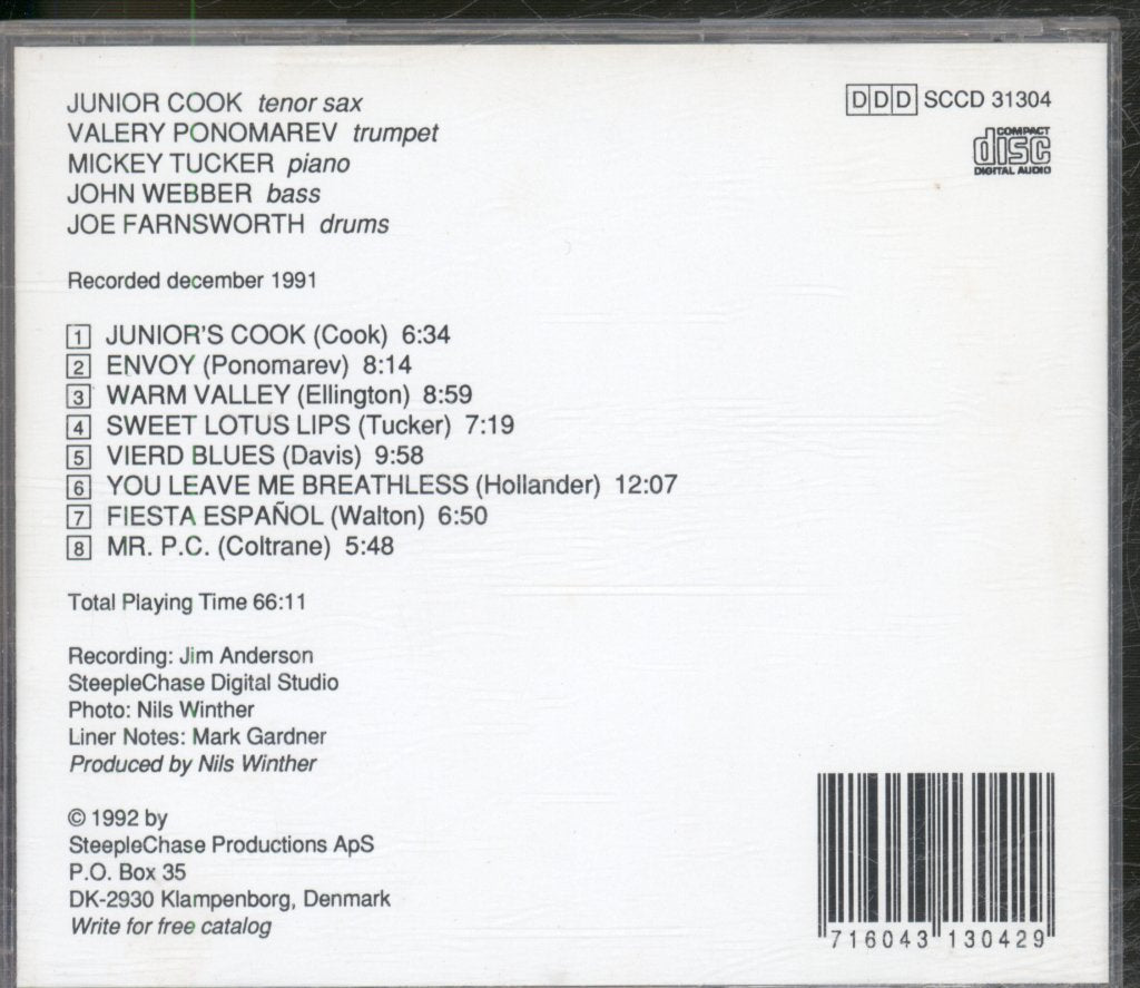 Junior Cook Quintet - You Leave Me Breathless - Cd
