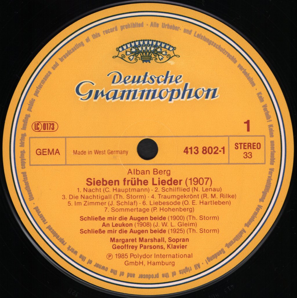 Margaret Marshall / Kari Lovaas / Dietrich Fischer-Dieskau / Geoffrey Parsons - Alban Berg - Lieder - Lp