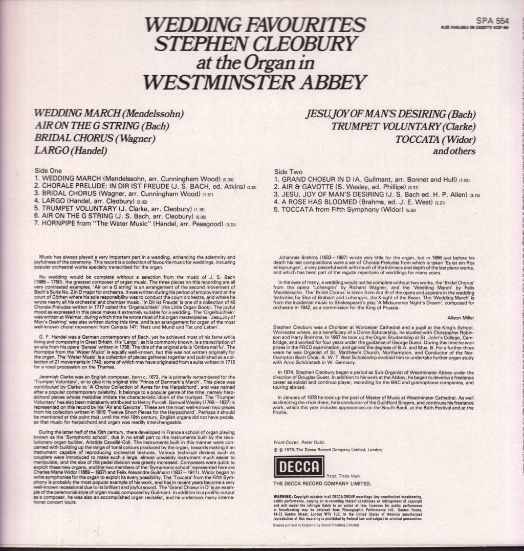 Stephen Cleobury - Wedding Favourites - Lp