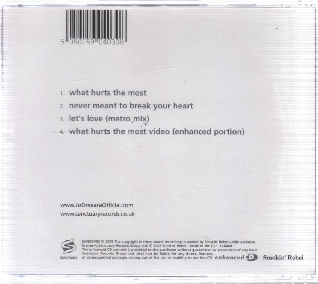 Jo O'meara - What Hurts The Most - Cd