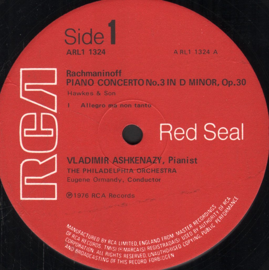 Vladimir Ashkenazy / Eugene Ormandy / Philadelphia Orchestra - Rachmaninoff Concerto No.3 - Lp
