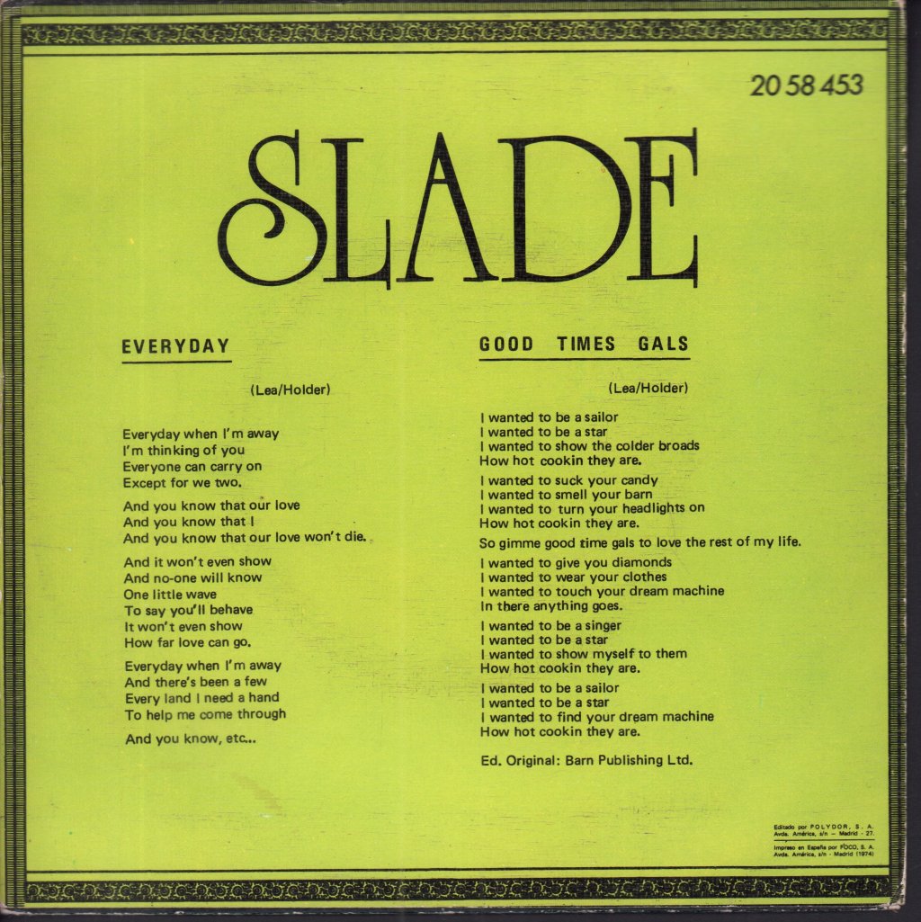 Slade - Everyday - 7 Inch