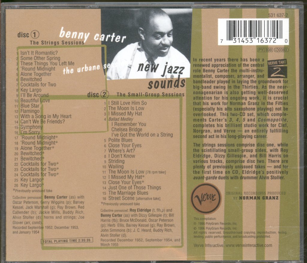 Benny Carter - New Jazz Sounds: The Urbane Sessions - Double Cd