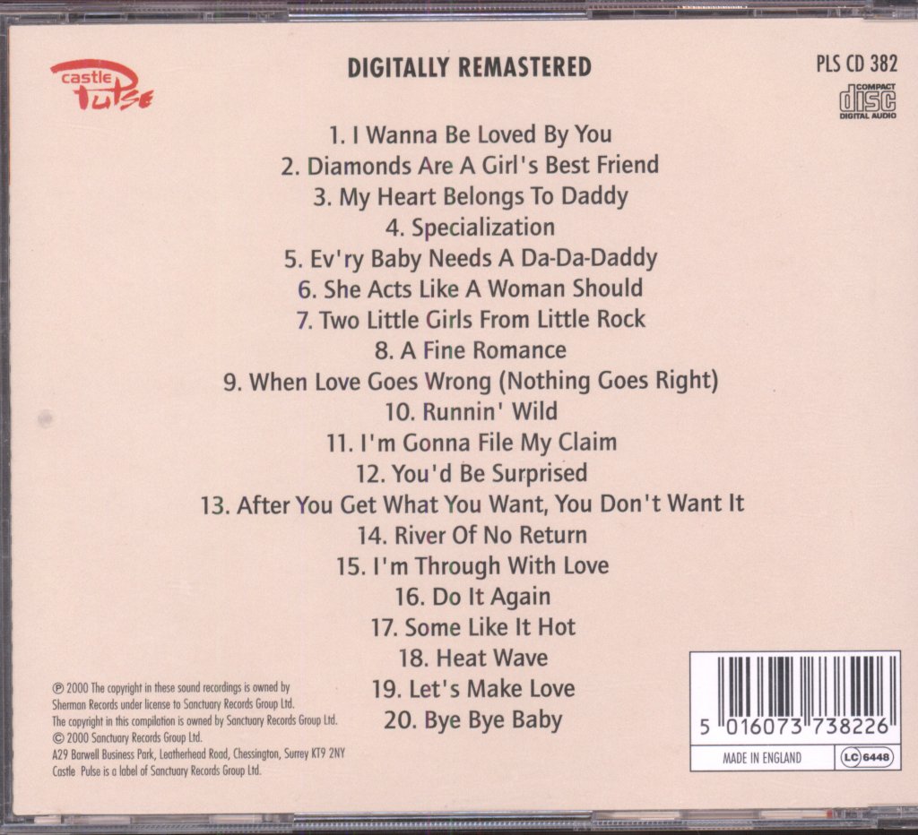 Marilyn Monroe - I Wanna Be Loved By You - Cd