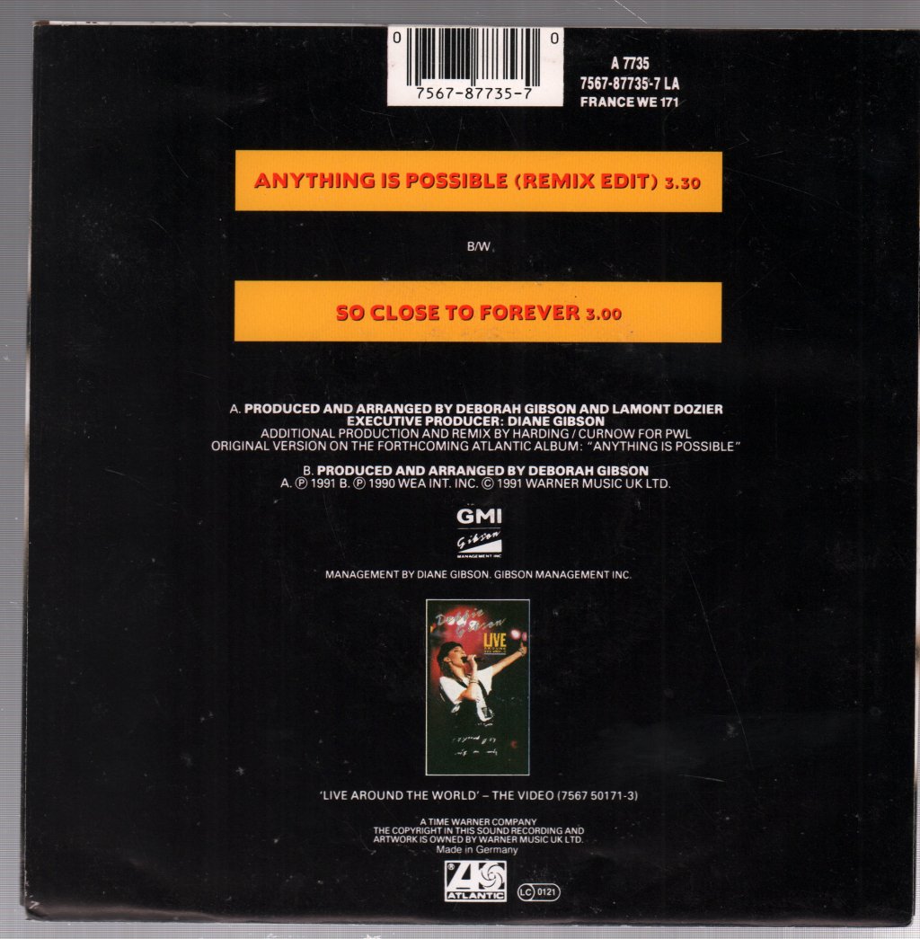 Debbie Gibson - Anything Is Possible - 7 Inch