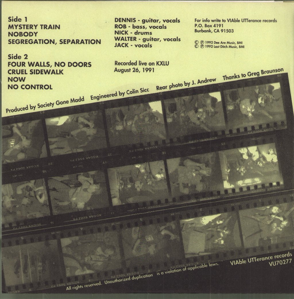 Society Gone Madd - Kxlu 88.9Fm Live Los Angeles - 7 Inch