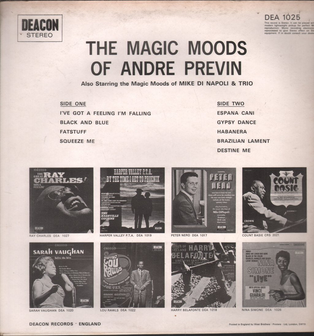 Andre Previn and Mike Di Napoli Trio - Magic Moods Of Andre Previn - Lp
