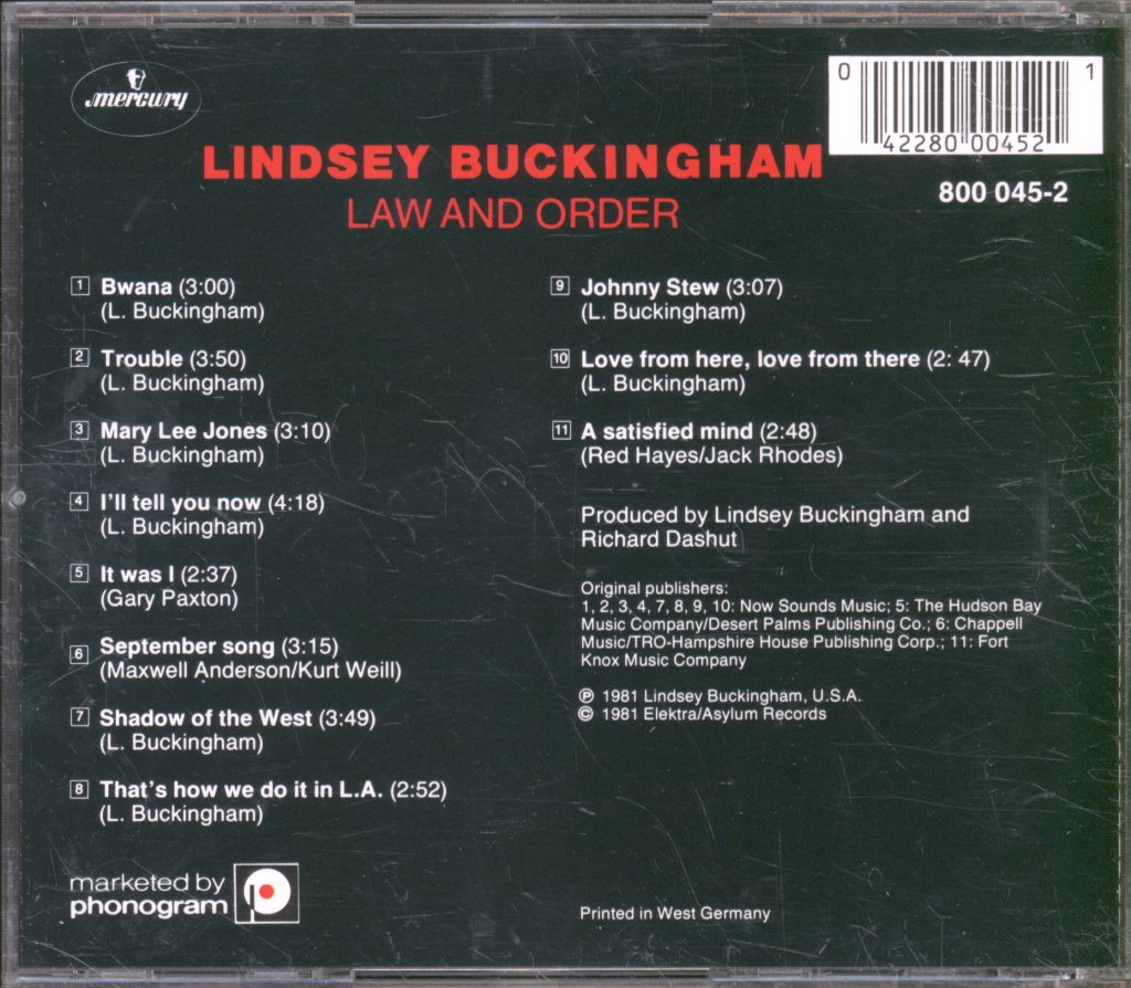 Lindsey Buckingham - Law And Order - Cd