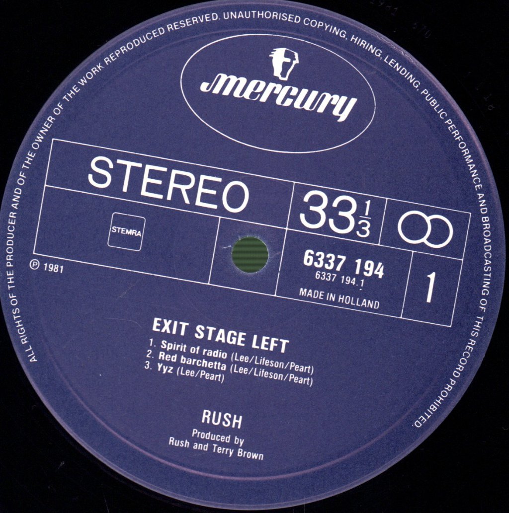 Rush - Exit Stage Left - Double Lp