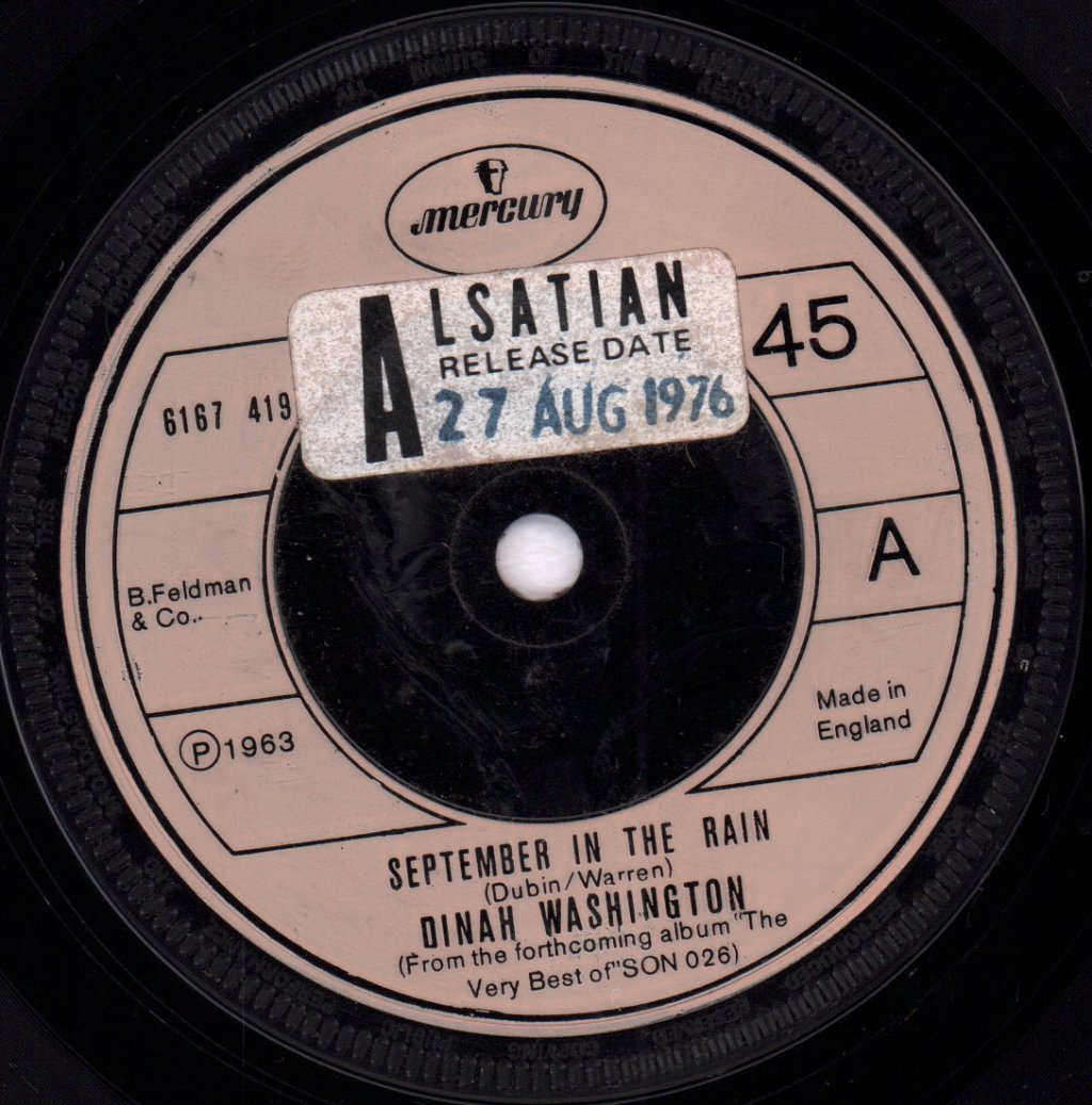 Dinah Washington - September In The Rain - 7 Inch
