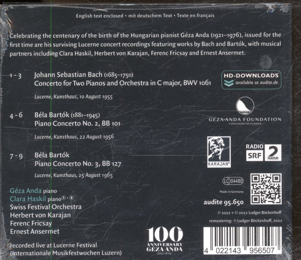 Géza Anda and Clara Haskil - Bach / Bartok - Cd