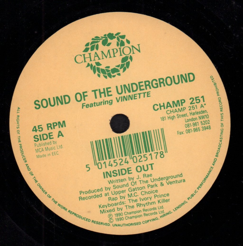 Sound Of The Underground featuring vinnette - Inside Out - 7 Inch