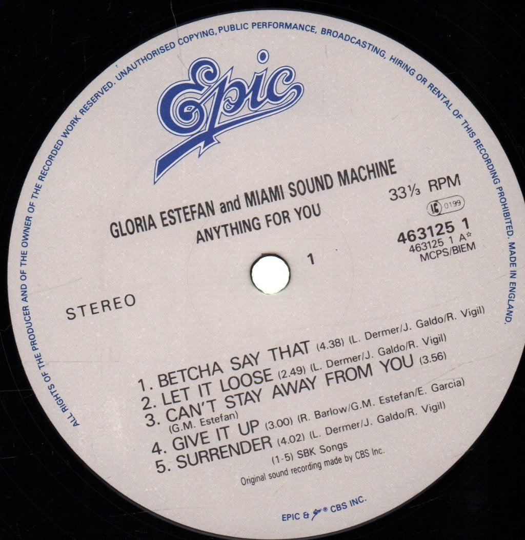 Gloria Estefan And Miami Sound Machine - Anything For You - Lp