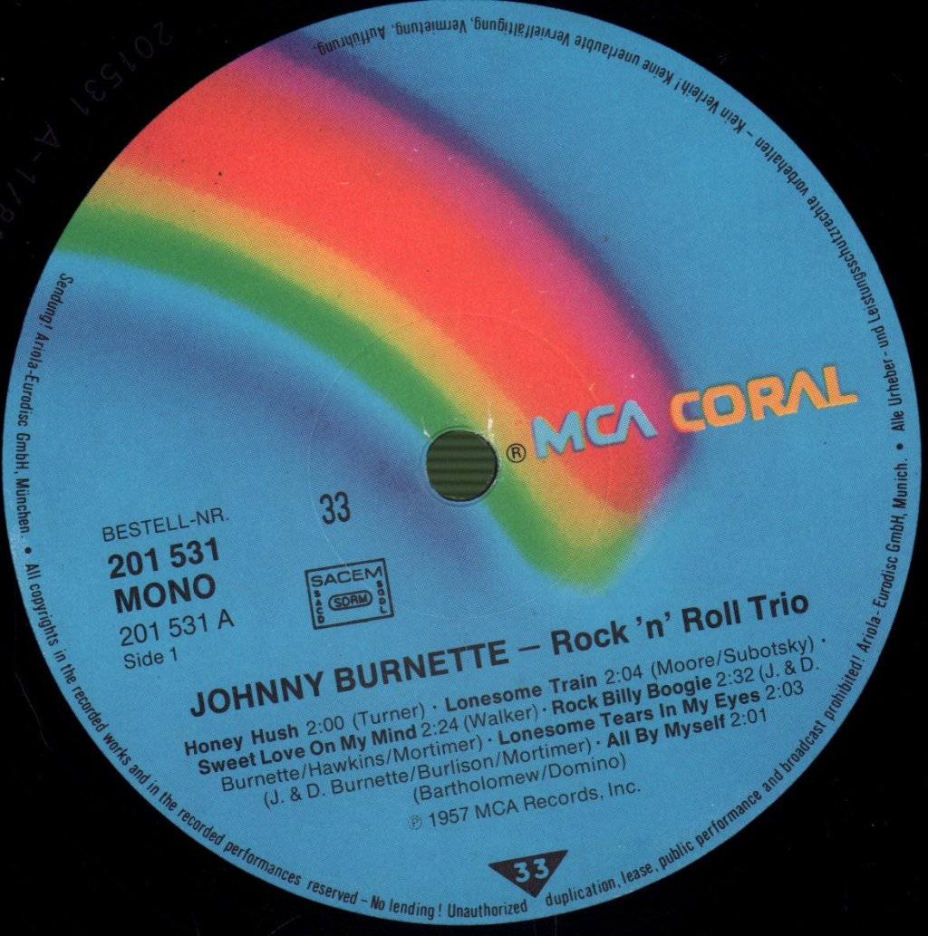 Johnny Burnette Trio - Johnny Burnette And The Rock 'N Roll Trio - Lp
