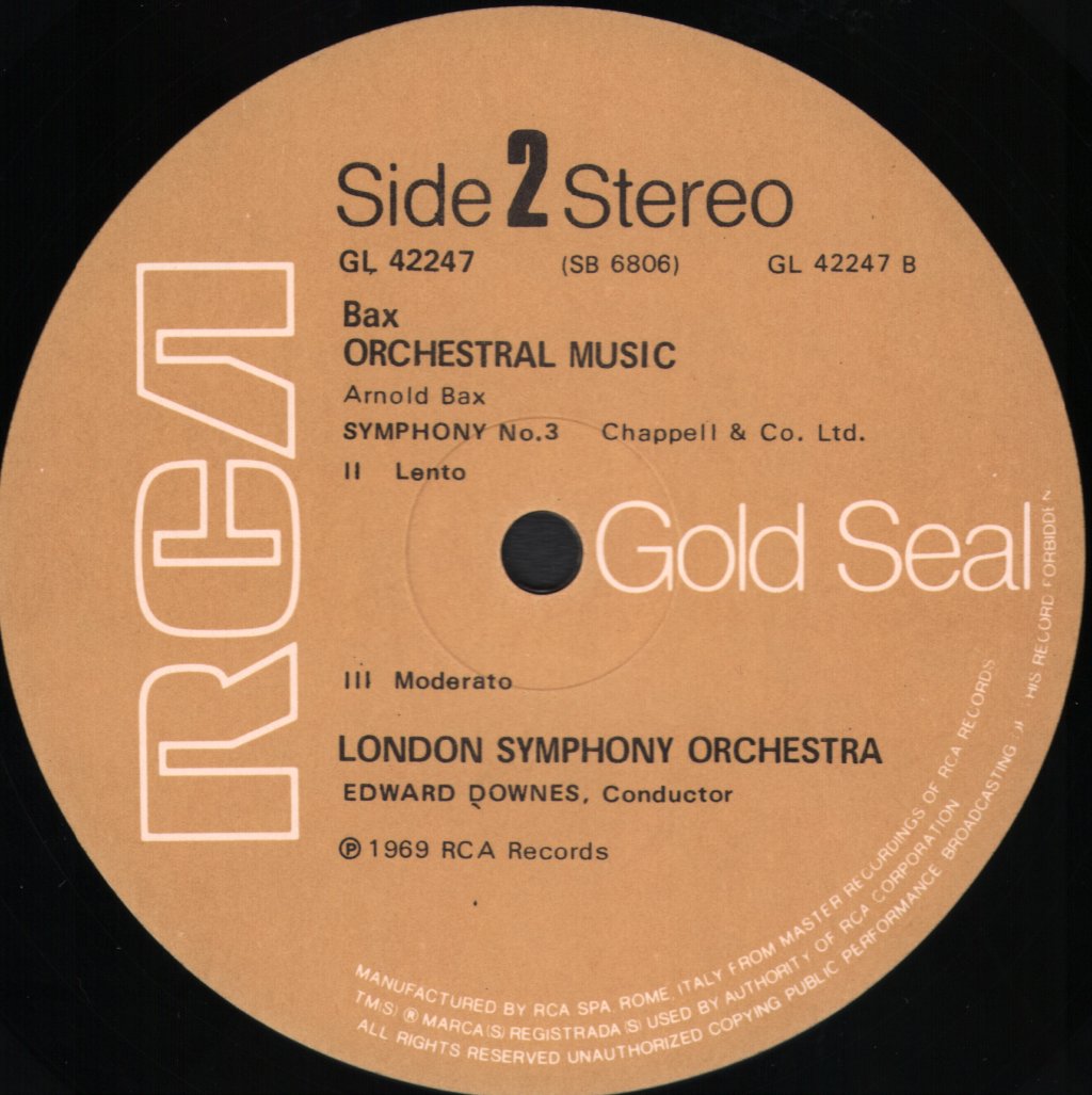 Edward Downes / London Symphony Orchestra - Arnold Bax - Symphony No.3 / Happy Forest - Lp