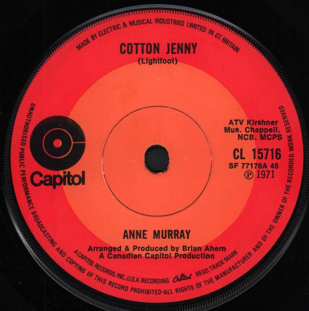 Anne Murray - Cotton Jenny - 7 Inch
