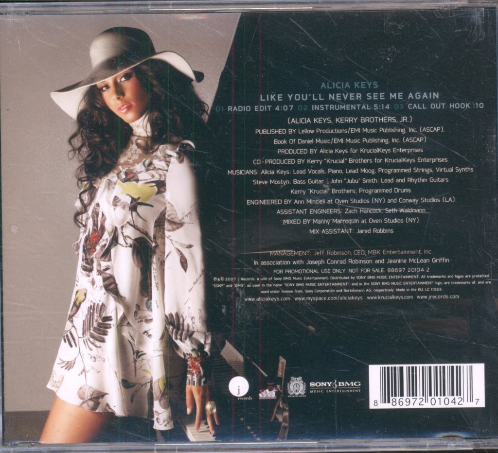 Alicia Keys - Like You'll Never See Me Again - Cd
