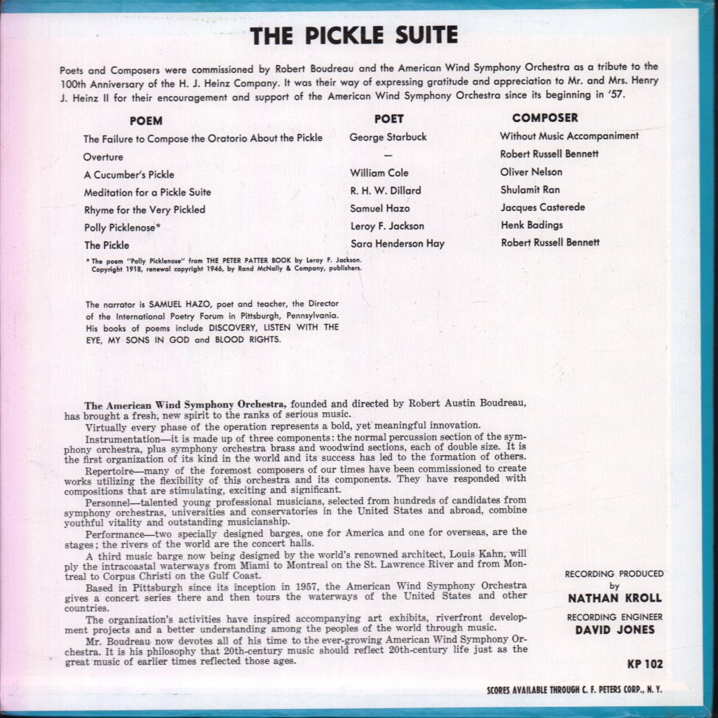 Robert Austin Boudreau American Wind Symphony Orchestra - Pickle Suite - 10 Inch