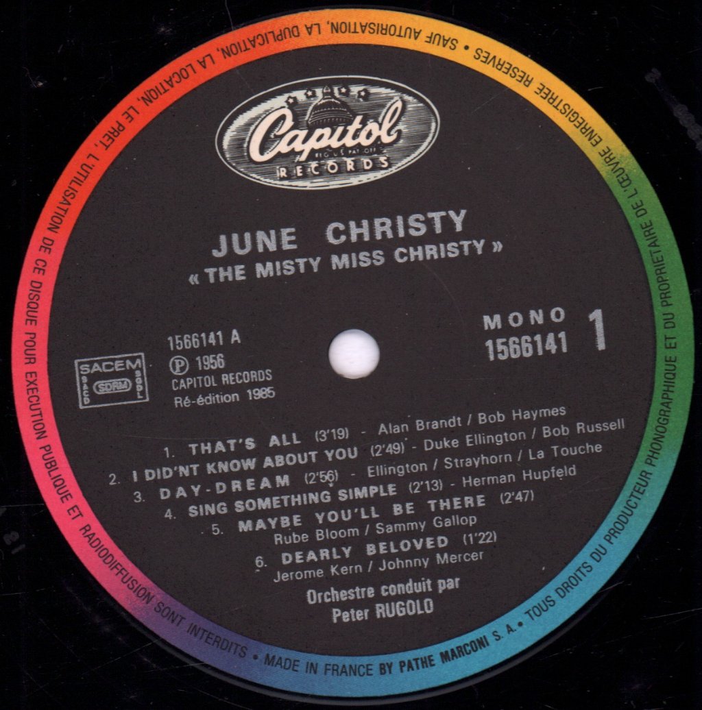 June Christy - Misty Miss Christy - Lp