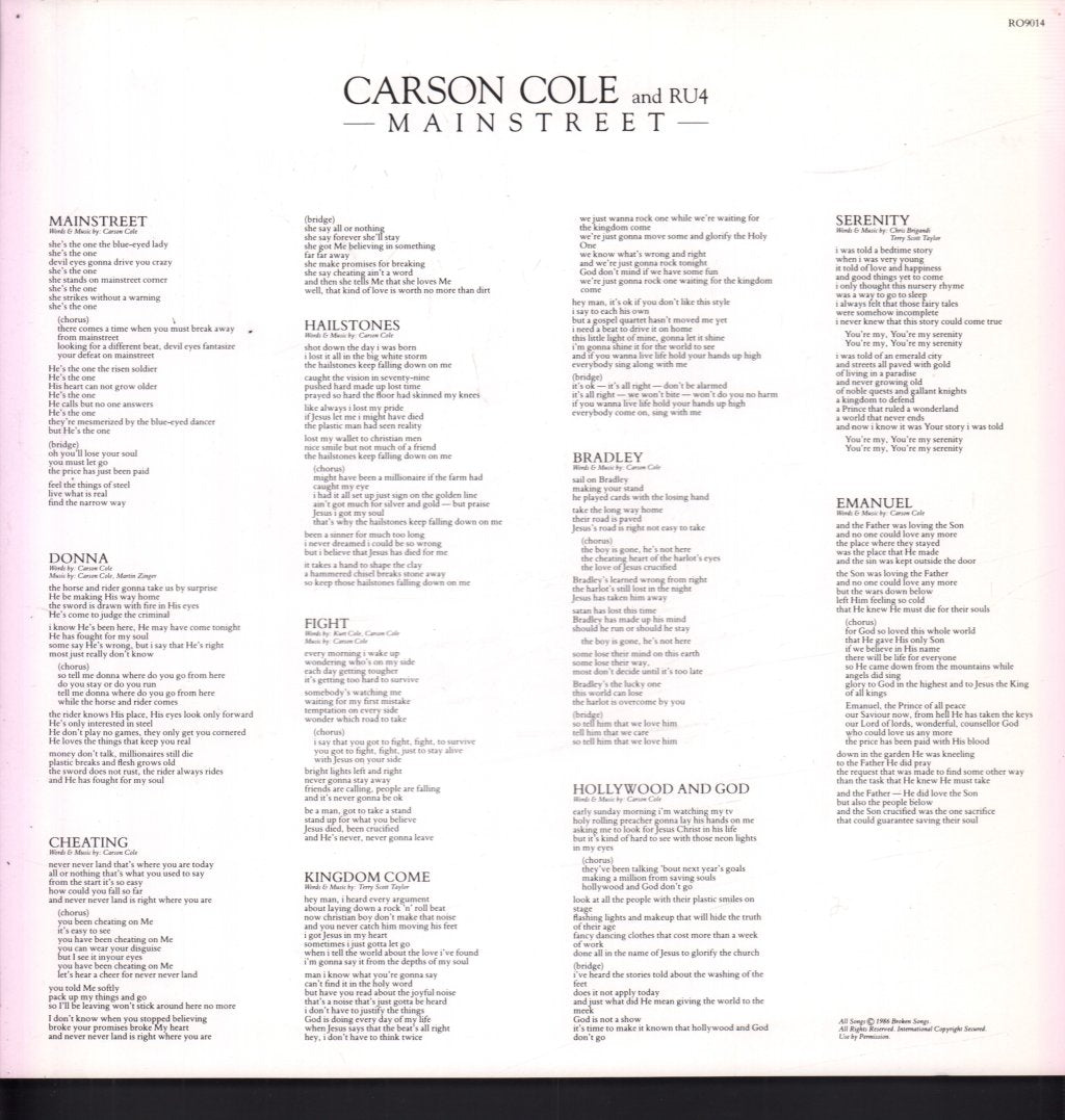 Carson Cole And RU4 - Mainstreet - Lp