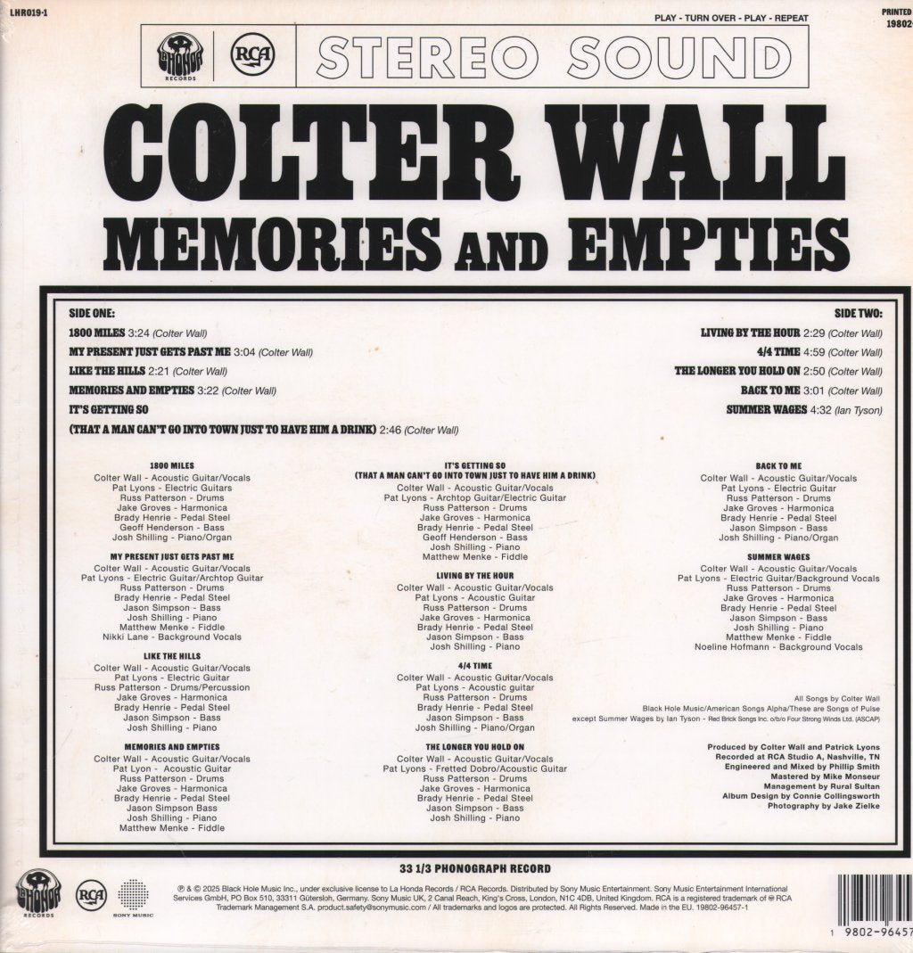 Colter Wall - Memories and Empties - Lp