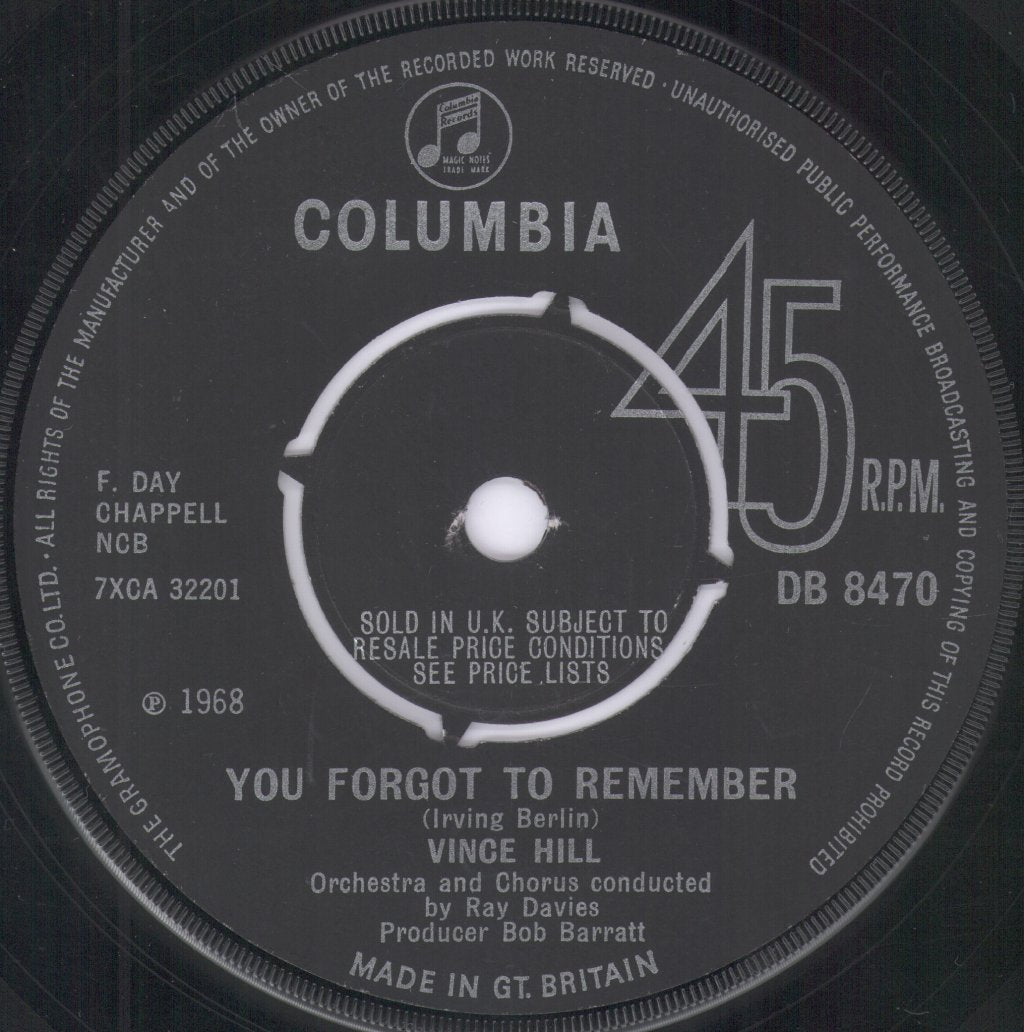 Vince Hill - You Forgot To Remember - 7 Inch