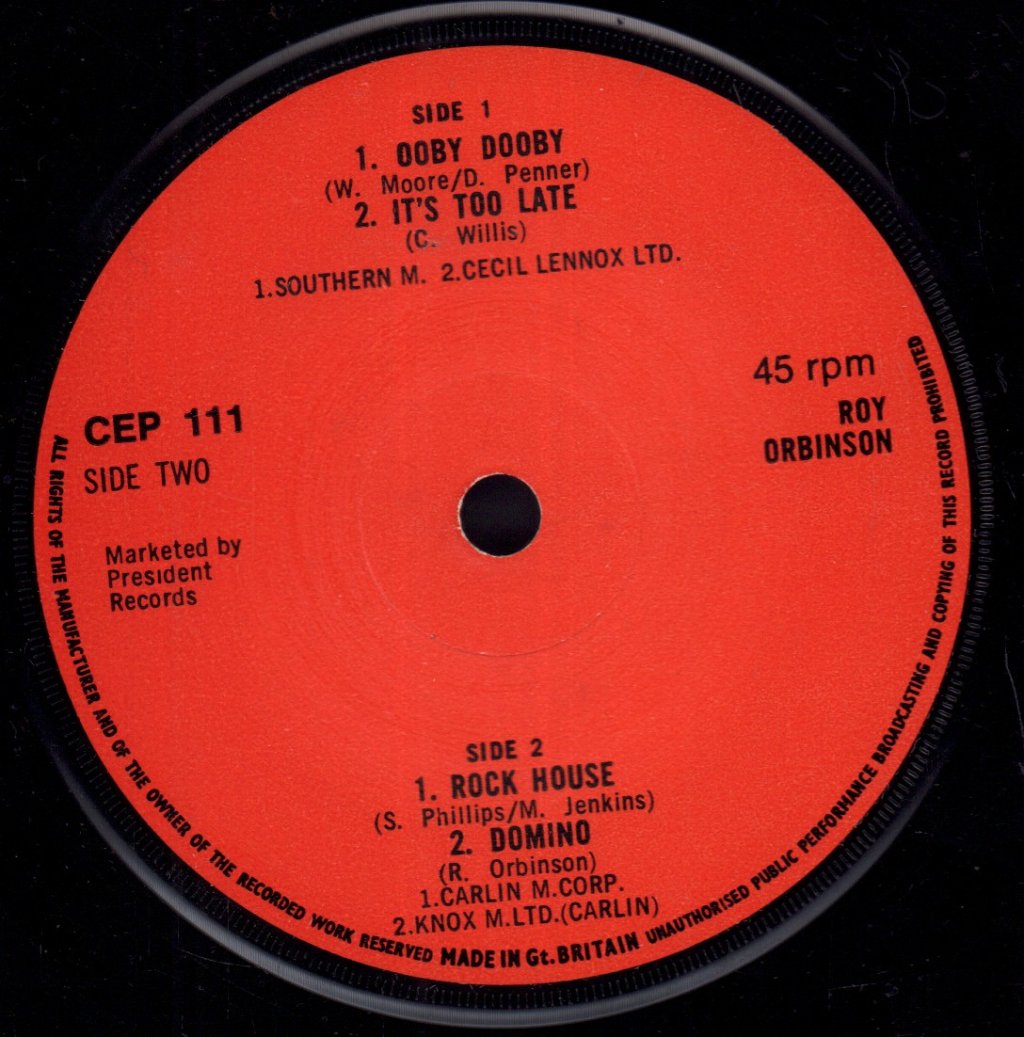 Roy Orbison - Ooby Dooby - 7 Inch